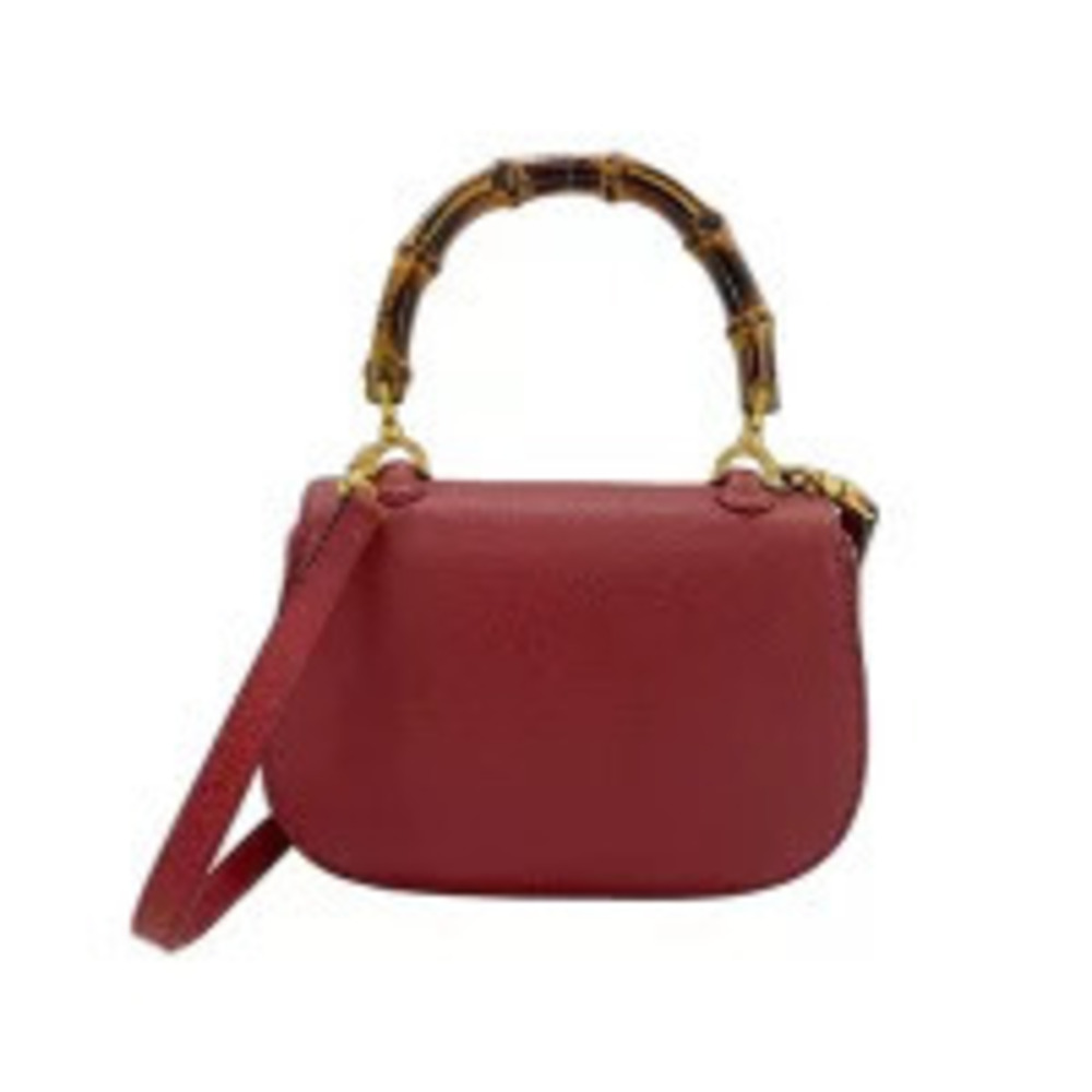 Gucci Leather Bamboo Handbag Red